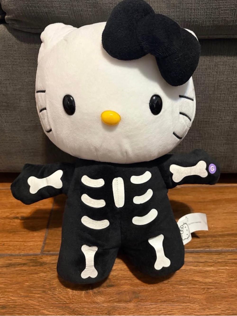 Hello Kitty Black and White Skeleton Plush - Hello Kitty Plush Toy